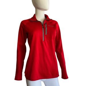 Patagonia Common Threads Womens Red Waffle Fleece 1/4 Zip Pullover S